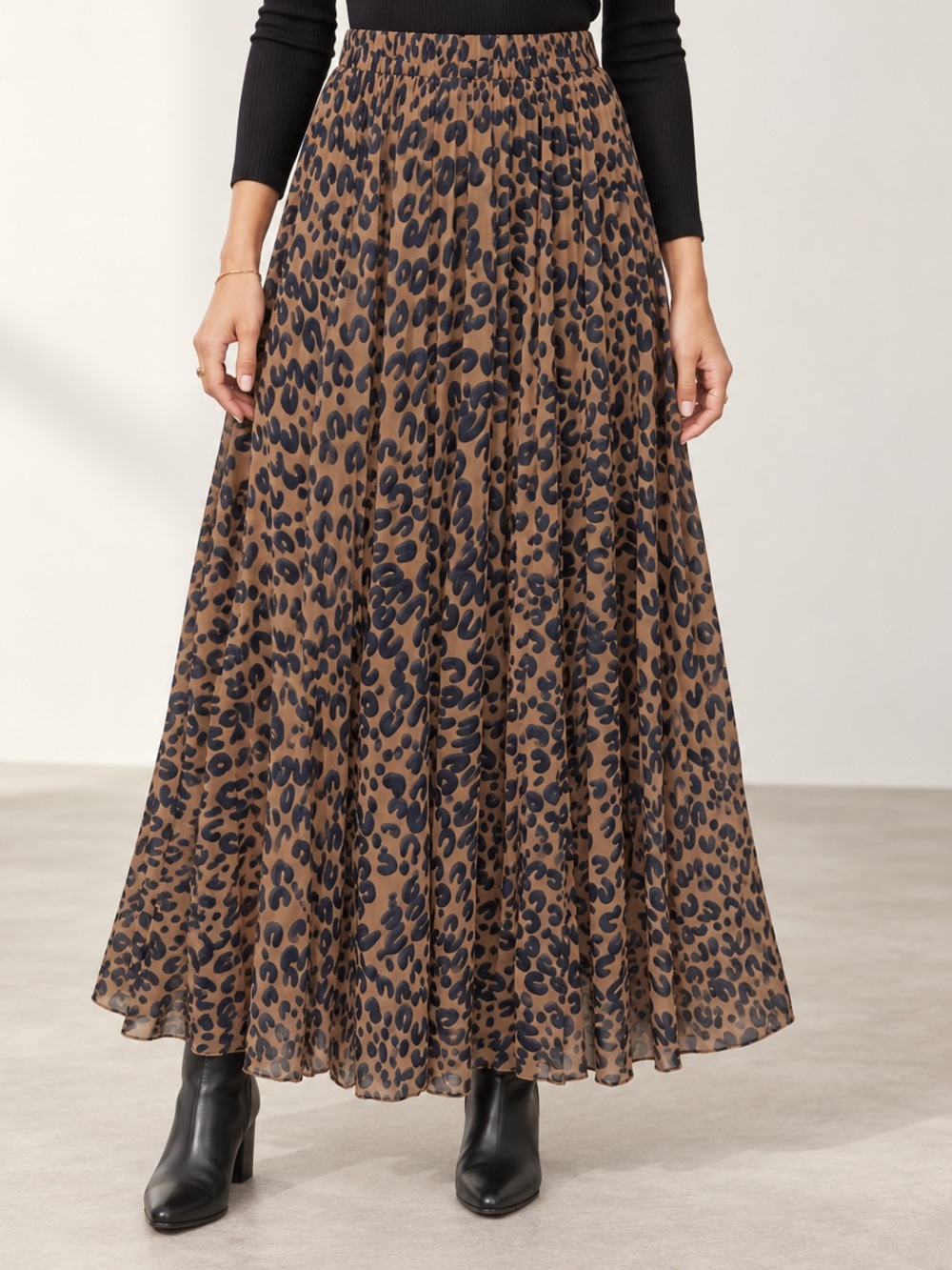 Chicwish Leopard Watercolor Maxi Skirt size M/L
